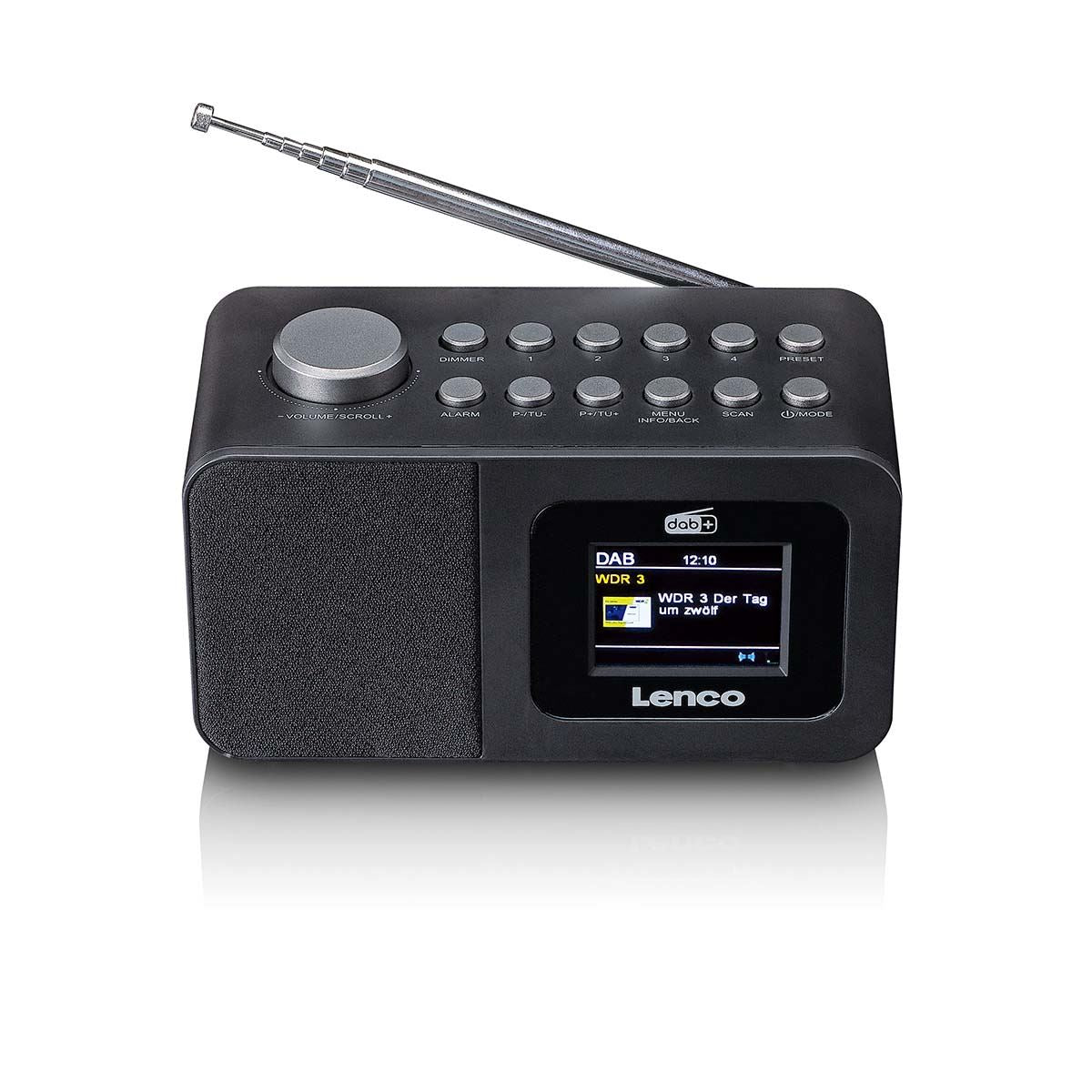 Lenco DAB+/FM Radio alarm clock with colour display, sleep timer, and dual alarm function Black