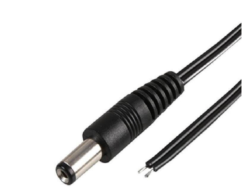 2.1mm DC Plug to Bare End Rewireable Power Cable 5m