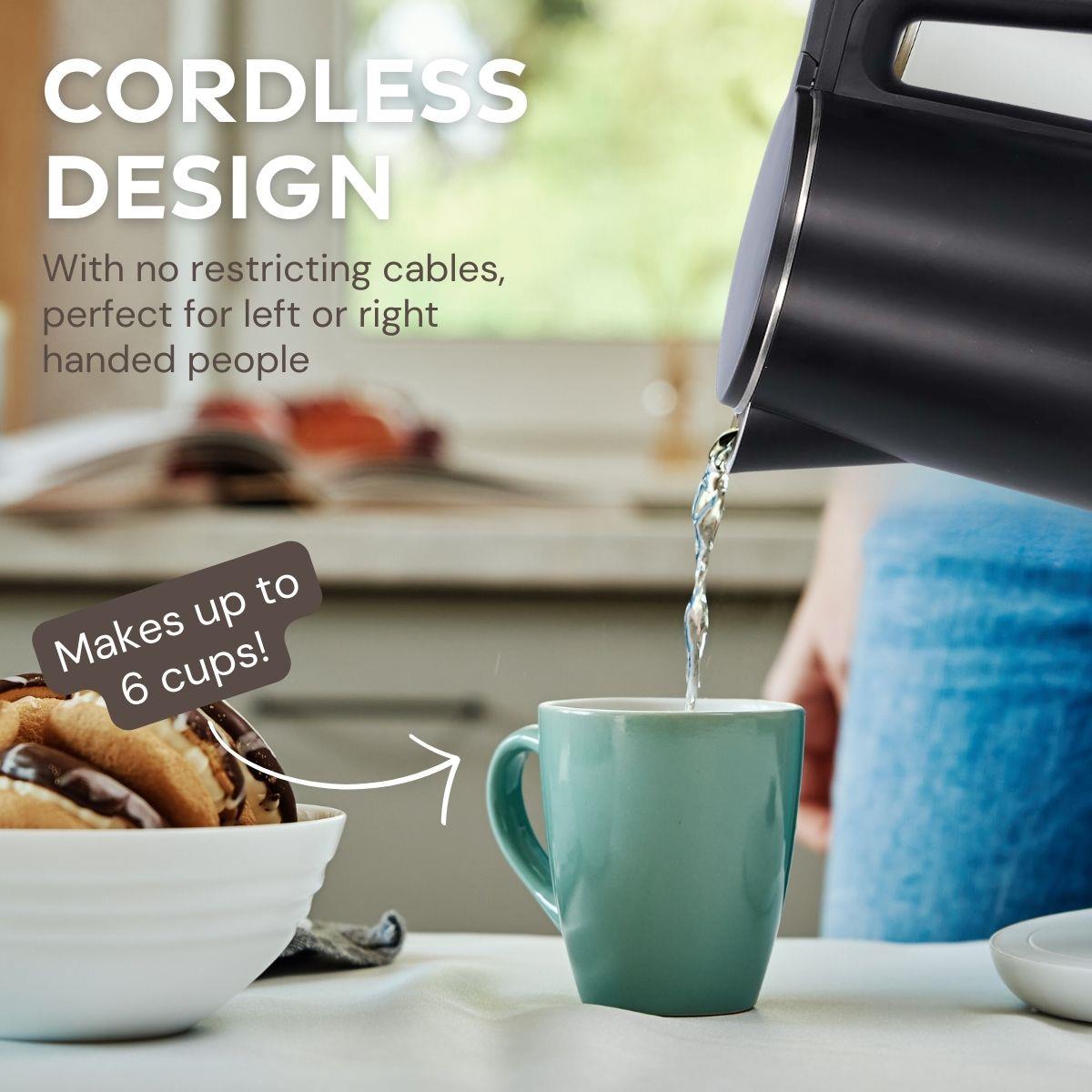 Nedis 1.5L Electric Kettle with Double Walled Insulation, Boil-Dry Protection and Limescale Filter for Fresher Water, 2200W - Black