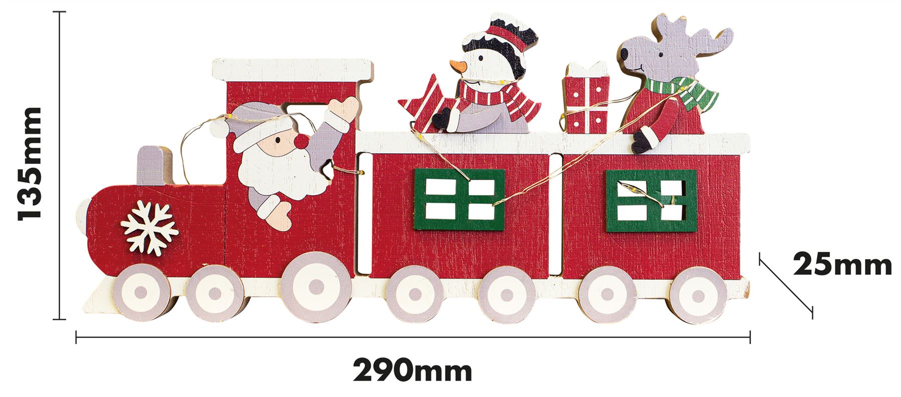 Battery Powered Christmas Train LED Light Ornament with Santa Snowman and Reindeer