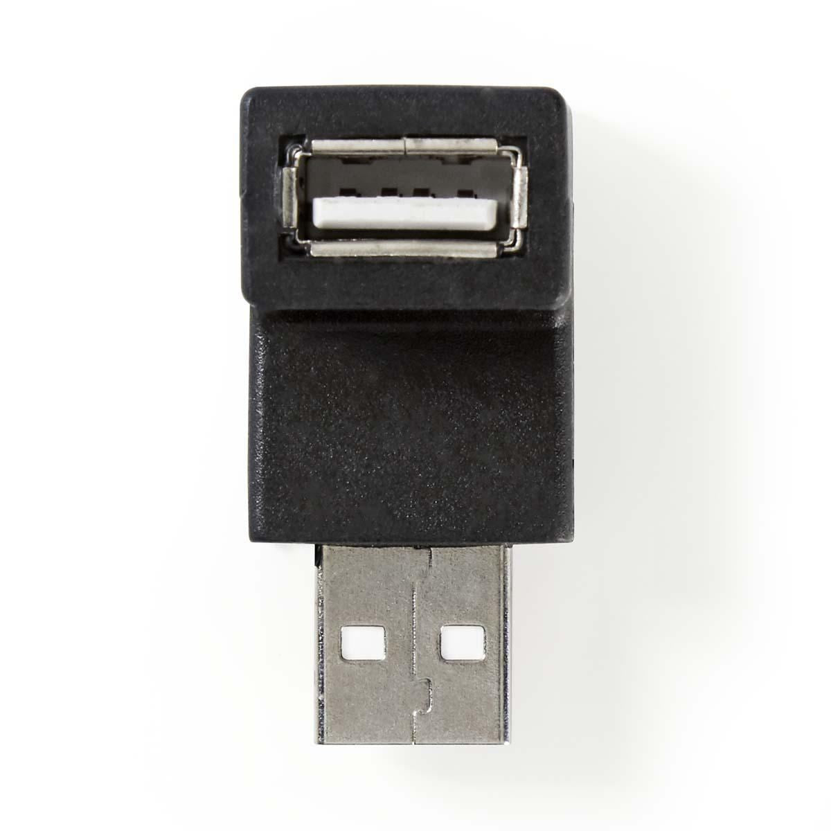 Nedis USB-A Adapter | USB 2.0 | USB-A Male | USB-A Female | 480 Mbps | Round | Nickel Plated | PVC | Black | Box