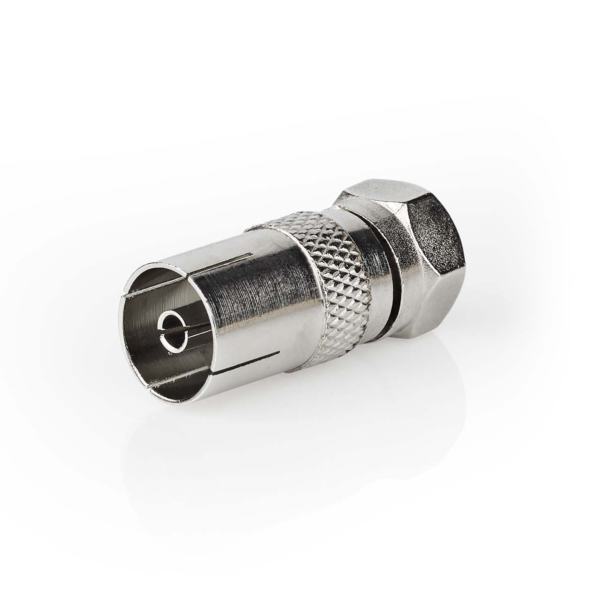 Nedis Satellite & Antenna Adapter | F Male | IEC (Coax) Female | Nickel Plated | 75 Ohm | Straight | Metal | Silver | 1 pcs | Box