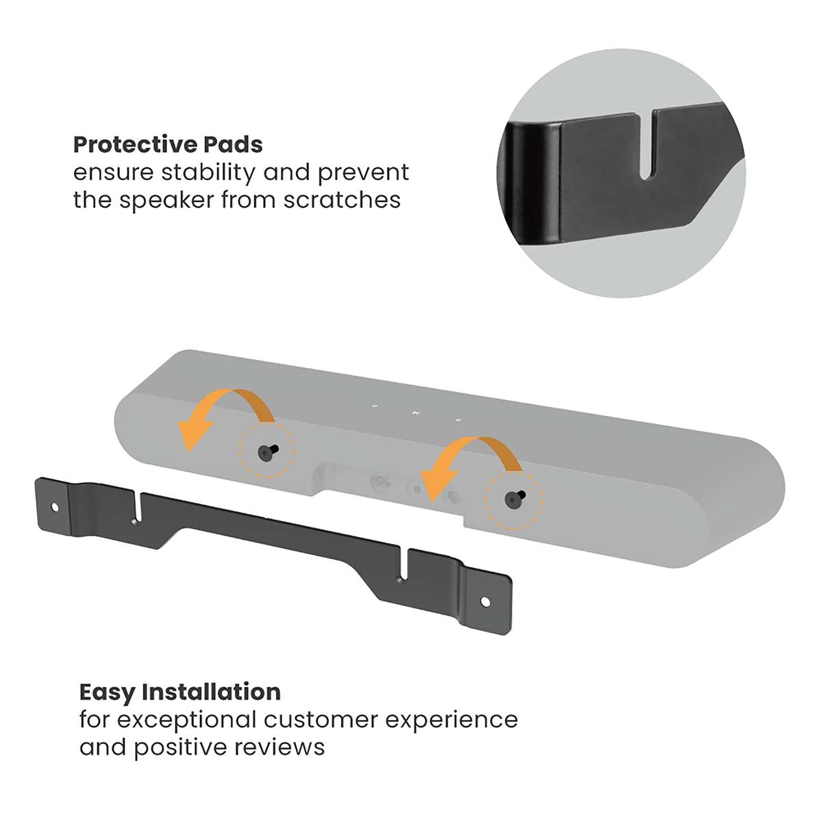 Nedis Soundbar Mount, Fixed Wall Bracket for Sonos Ray, Slim Design 14mm Profile, Steel Construction