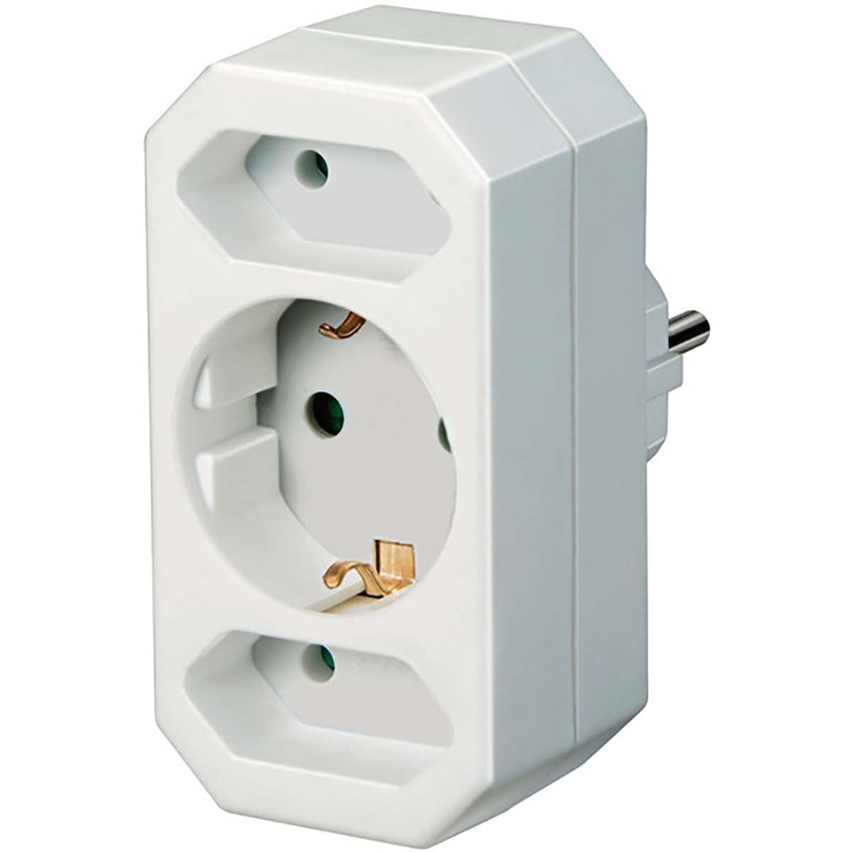 Brennenstuhl Multiple socket, socket adapter 3-way with increased contact protection (2 x Euro socket & 1 x protective contact) white