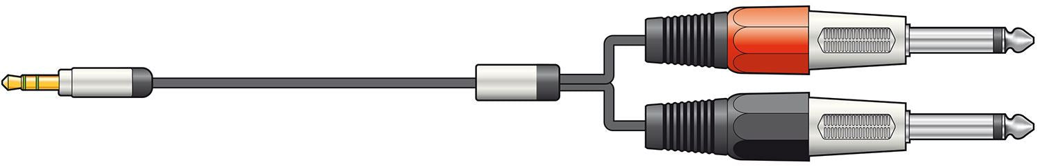 Citronic 1.5m Classic 3.5mm TRS Stereo to 2x 1/4 Jack 6.35mm Mono Jacks [ Laptop to Mixer Amp Lead ]