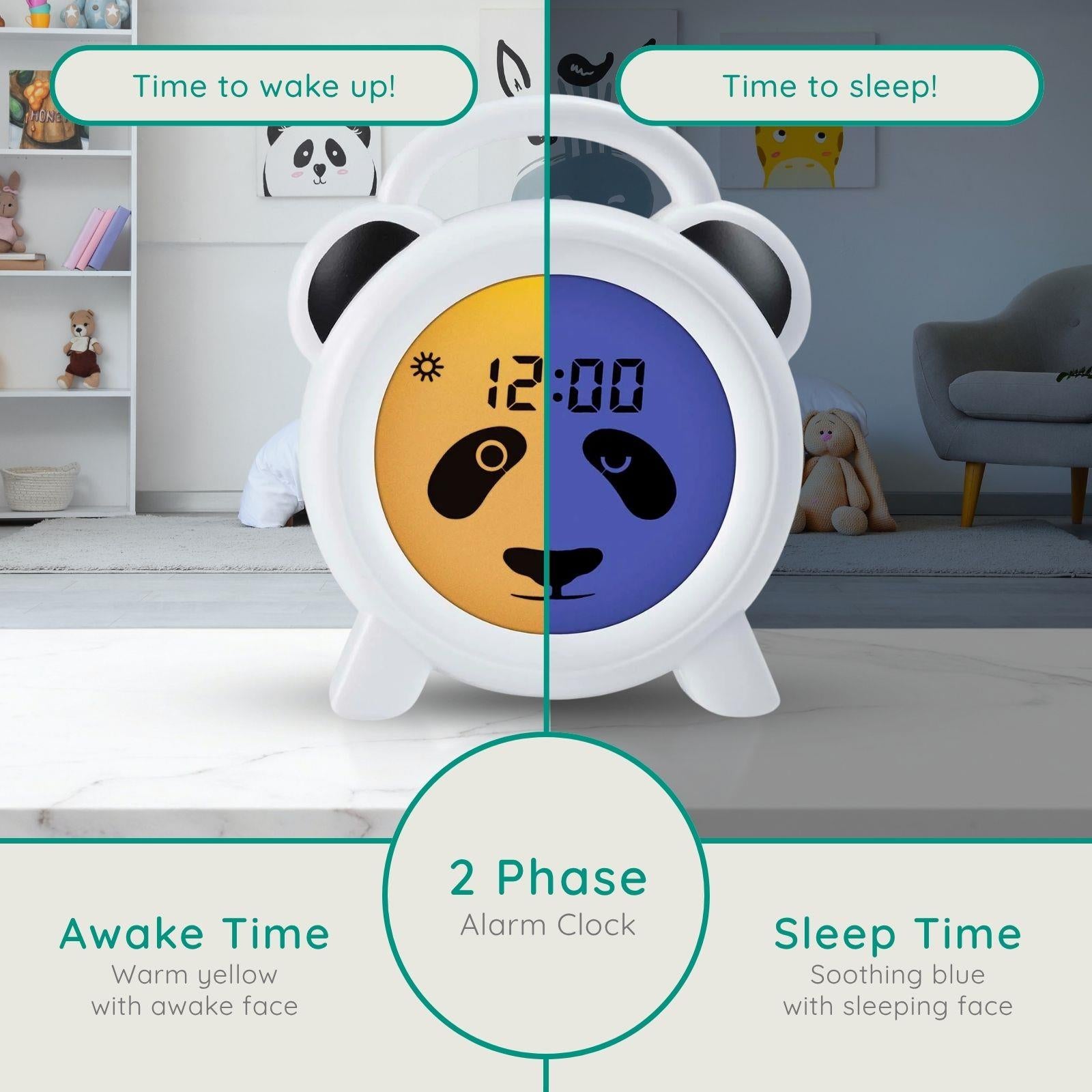 Alecto Childrens Sleep Trainer & Night Lamp Light / Alarm Clock Paula the Panda - White