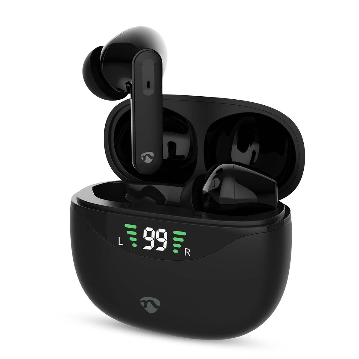Nedis Fully Wireless ANC Earphones, Bluetooth 5.3, Up to 30h Playtime with Charging Case, Touch Control, Built-In Mic, Instant Pairing, Voice Assistant Support