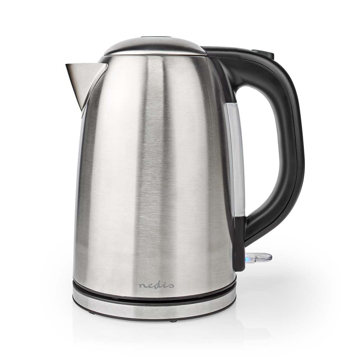 Nedis 1.7L Electric Kettle Cordless Silver 2200W Boil Dry Protection Auto Switch Off