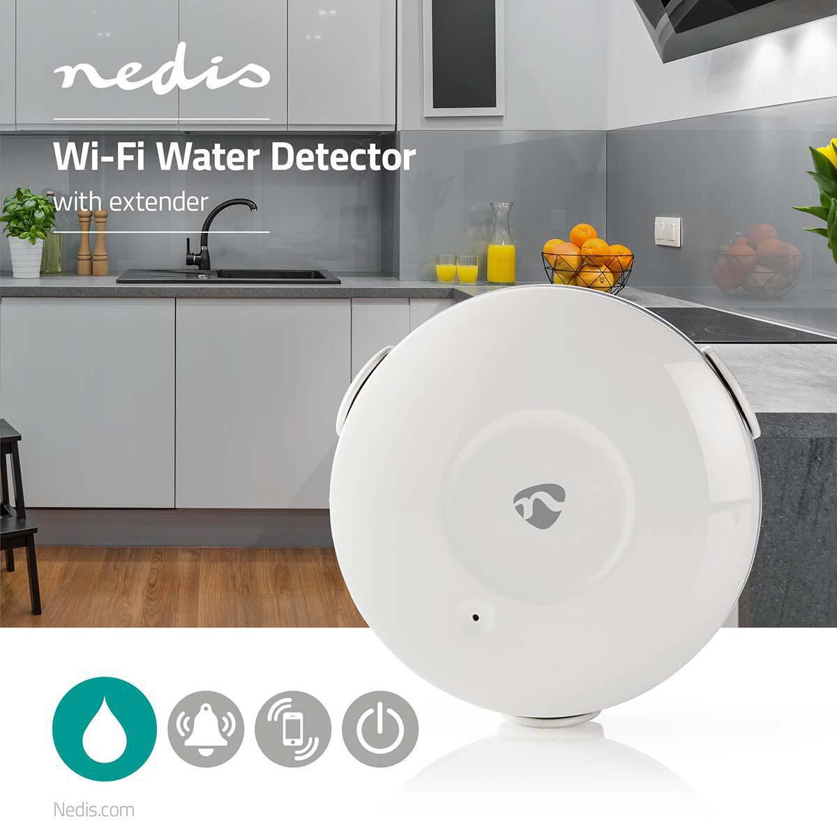 Nedis SmartLife Wi-Fi Water Sensor, Flood and Leak Detector    Alarm and App Notification Alerts [Alexa or Google Home]