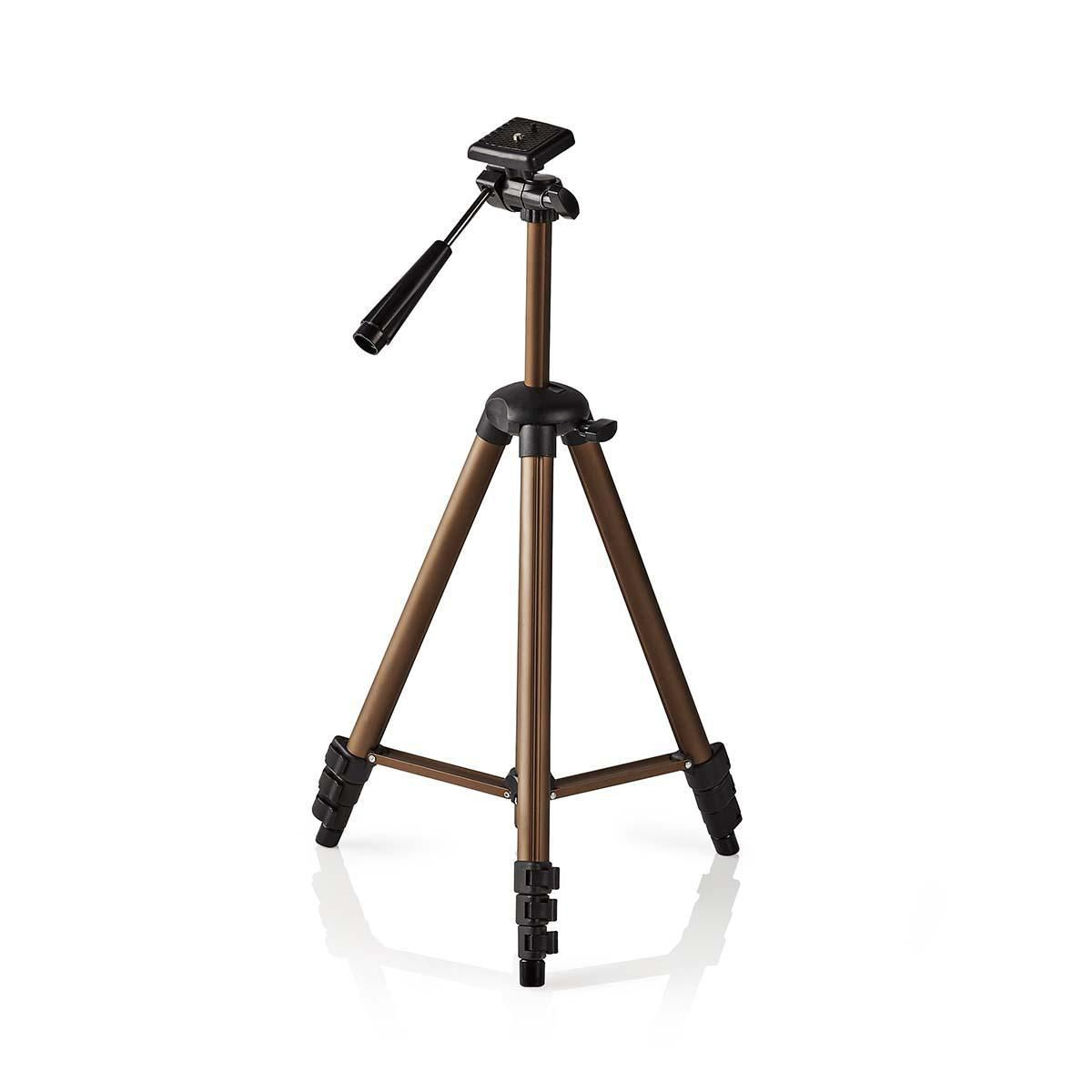 Nedis Tripod | Maximum load capacity: 2.0 kg | Minimum working height: 40.5 cm | Maximum working height: 128.0 cm | 4 Segments | Pan | Travel bag included | ABS / Aluminium | Black / Bronze