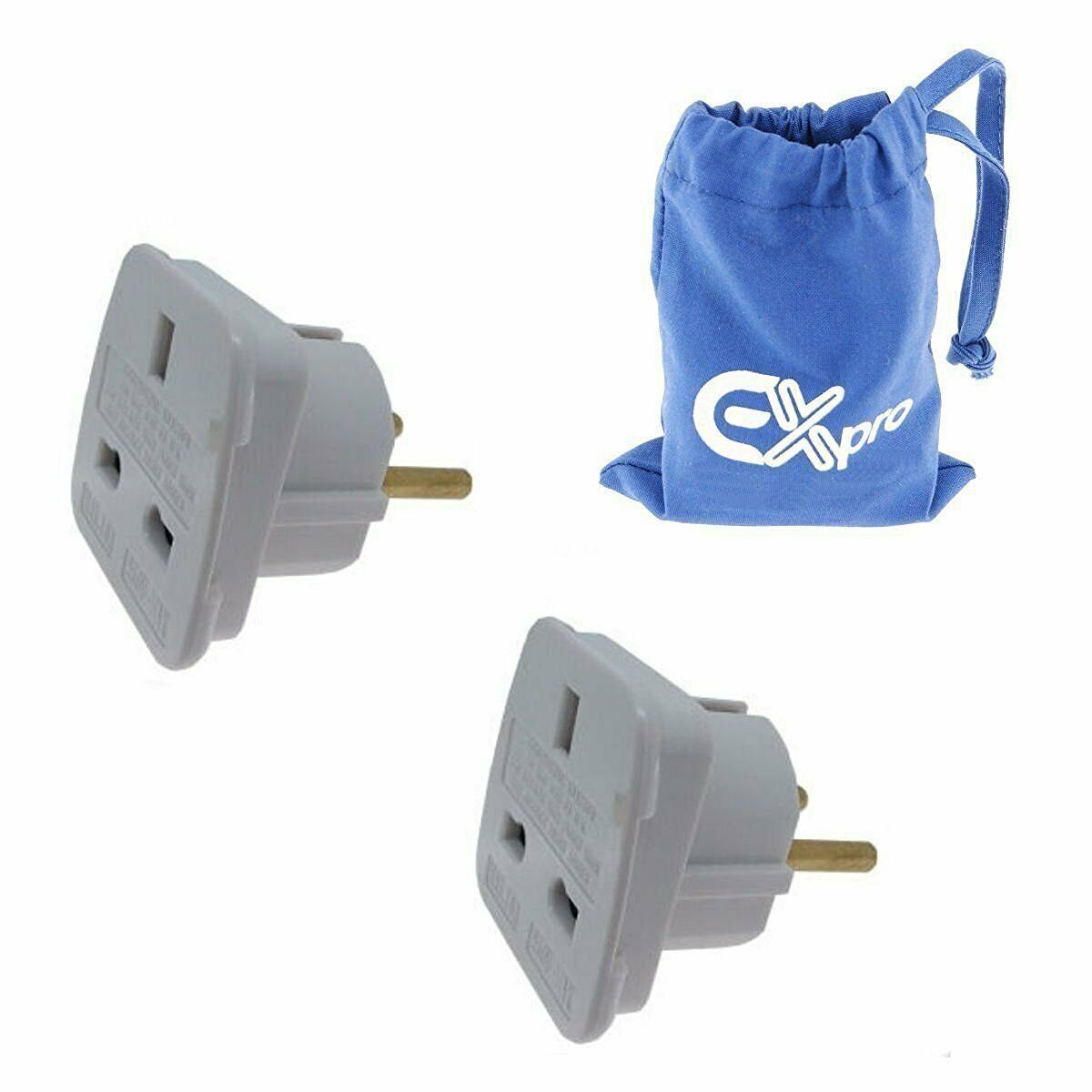 Ex-Pro, x5 Travel Adapter Converts UK Plugs Plug to 2 pin (Round) Converts UK To EU, Europe 2 Pin [WHITE]