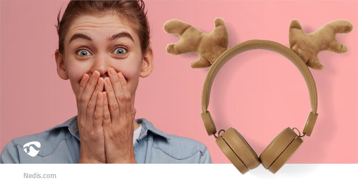 Kids On-Ear Lightweight Headphones with Magnetic Reindeer Ears, Adjustable Headband, Soft Ear Pads