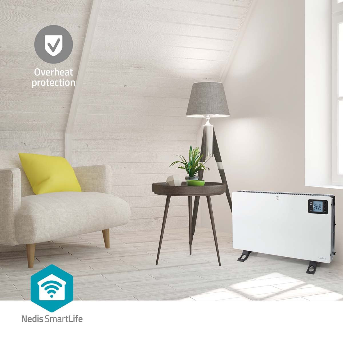 Nedis SmartLife Convection Heater | Wi-Fi | 2000 W | 3 Heat Settings | LCD | 5 - 37 °C | Adjustable thermostat | White