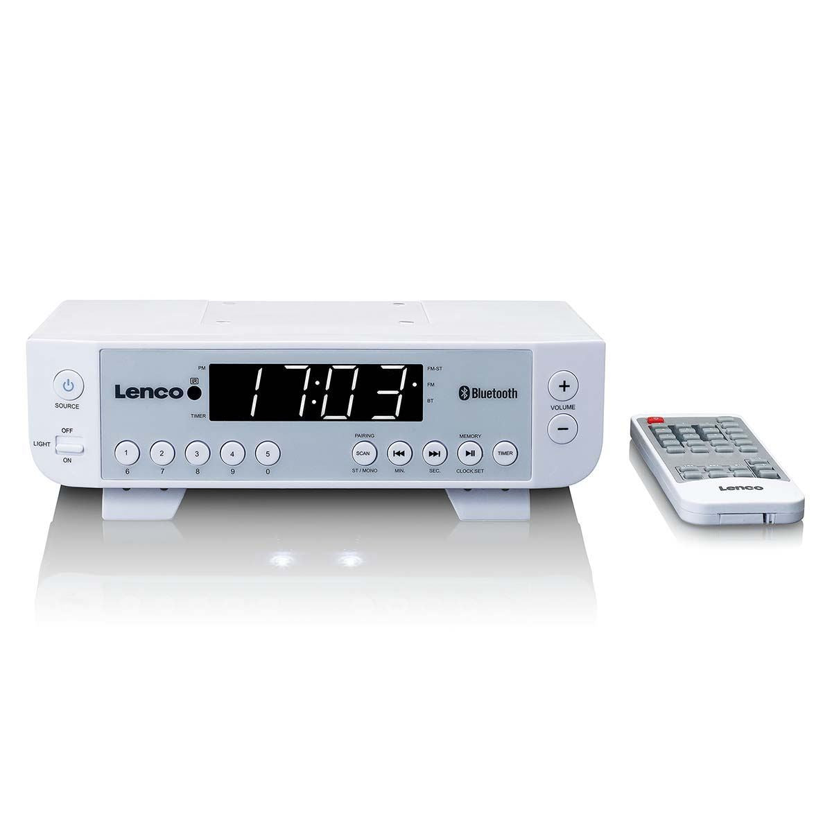 Lenco FM Kitchen Radio with Bluetooth® LED Lighting and Timer White