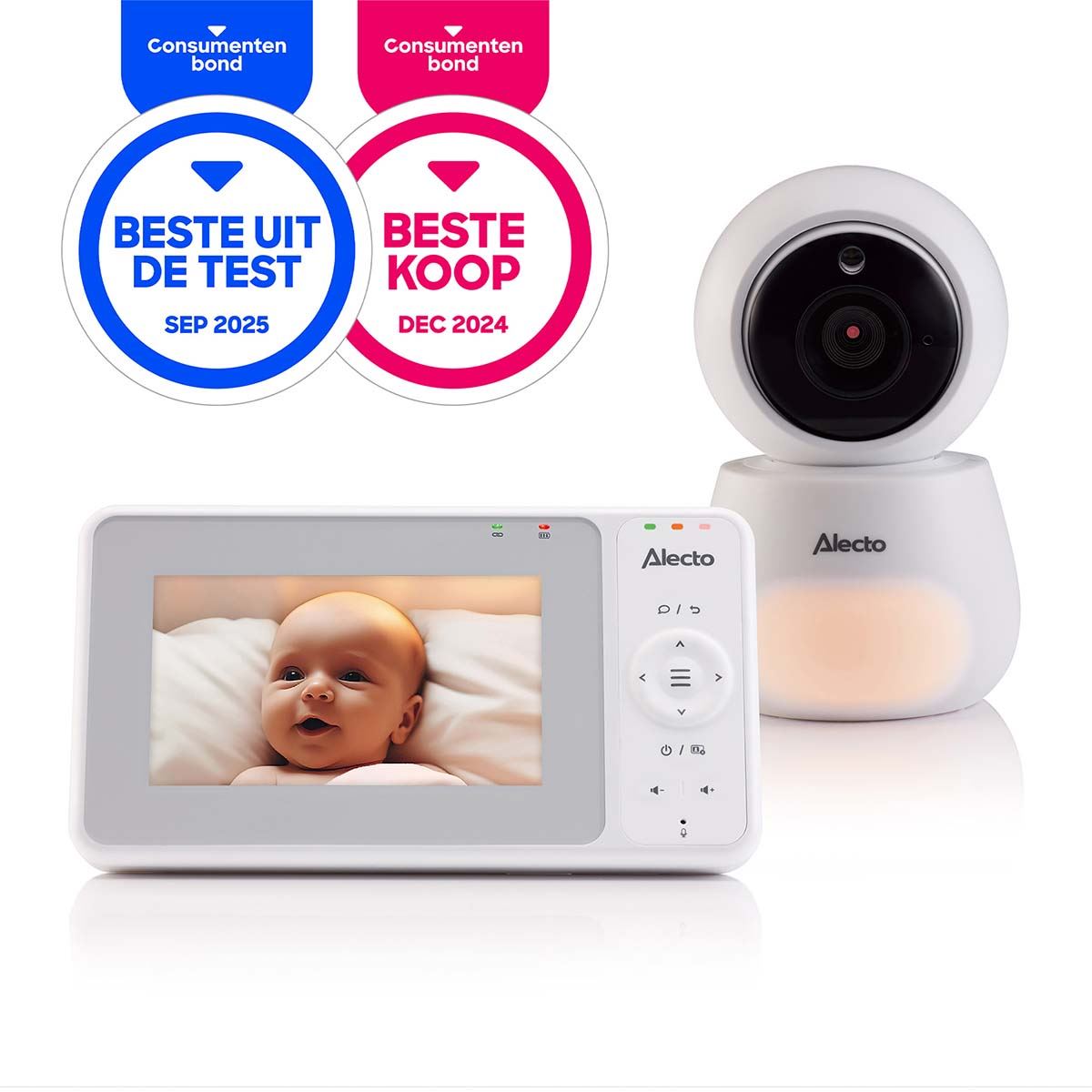 Alecto DVM-2043 Video Baby Monitor with Camera, 4.3" Inch No Wifi Baby Monitor, Temperature, Night Light, Night Vision, Lullaby, Two-Way Audio - White