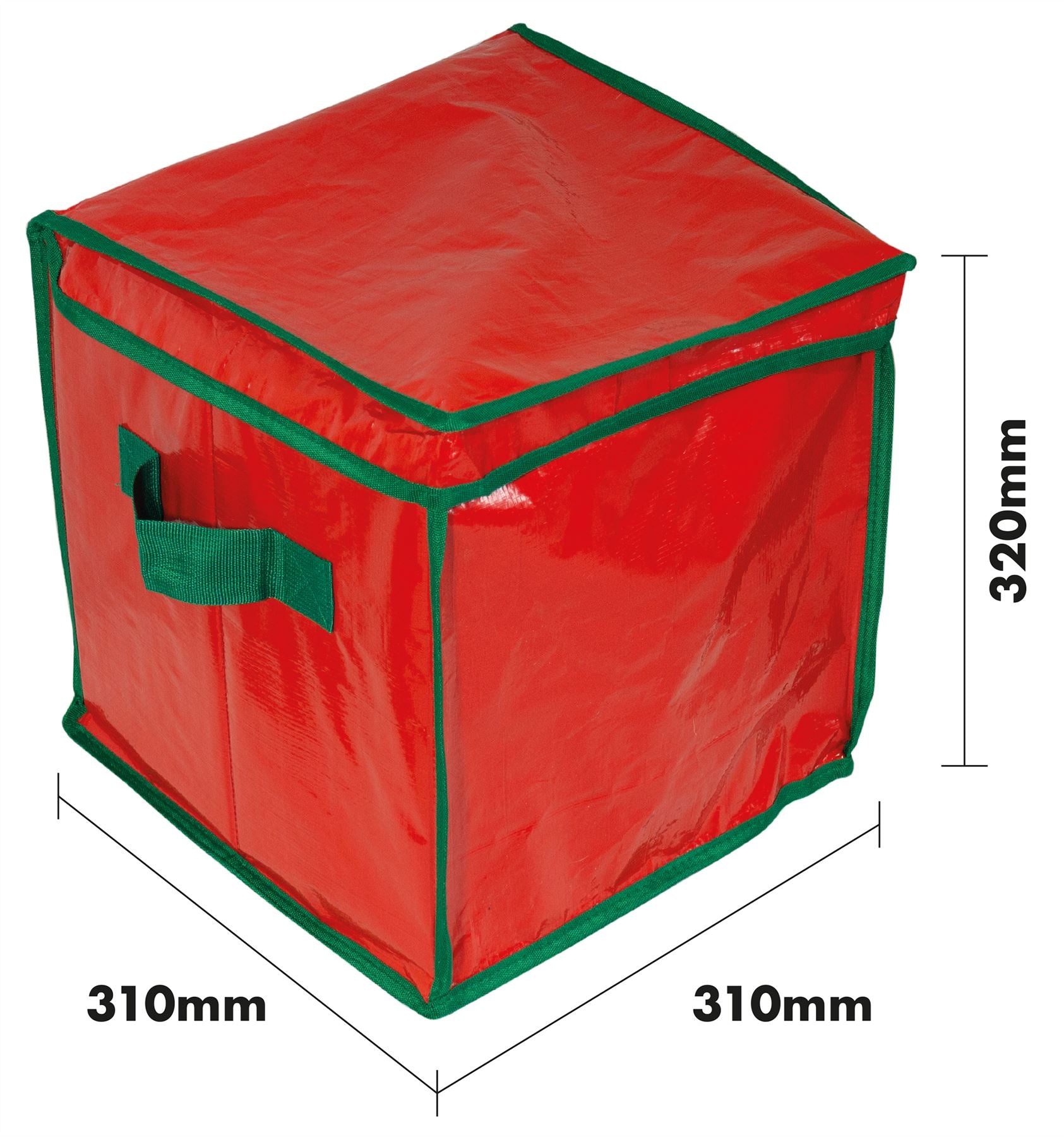 Christmas 64 Compartment Bauble Decoration Storage Box Bag with Zip Closure and Side Handle - Red