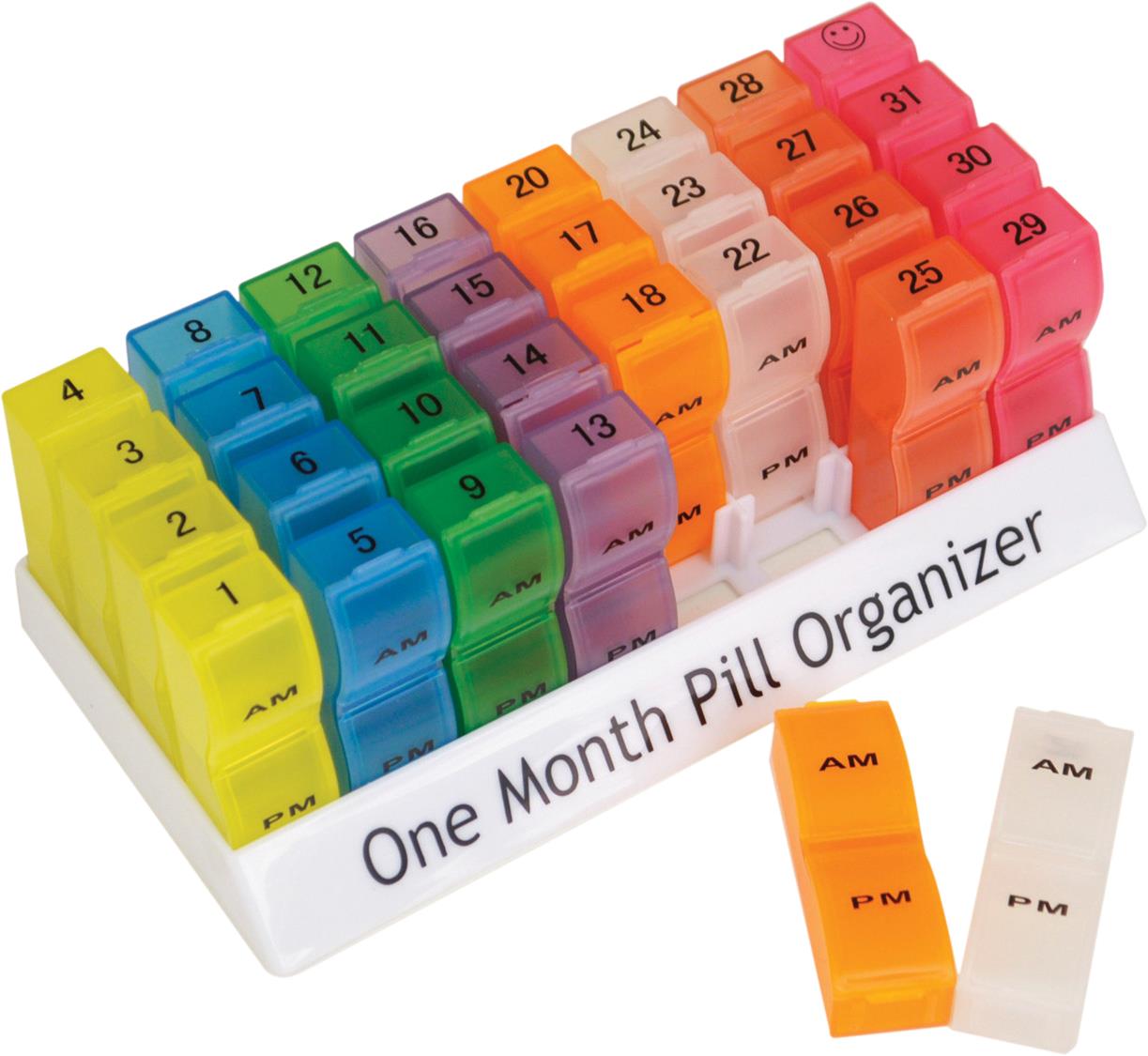 1 Month Pill Dispenser Tablet Box Organiser 2 Clearly Marked Compartments per Day, AM and PM for those who take many Tablets Every Day Easy Medication Management and Organisation Ideal for Travel