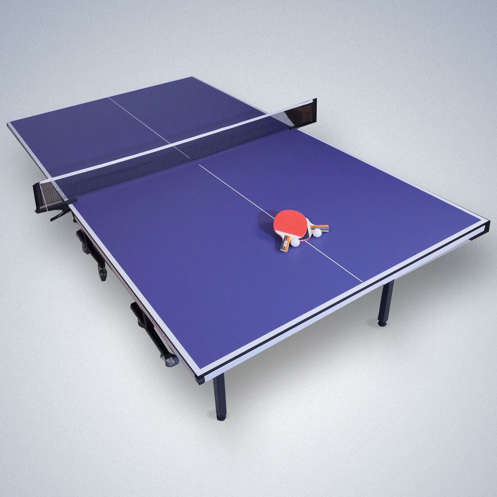 The Man Cave Project Foldable Table Tennis Table, Premium Ping Pong Surface with Centre Net, 2x Paddles and 2x Balls - Purple