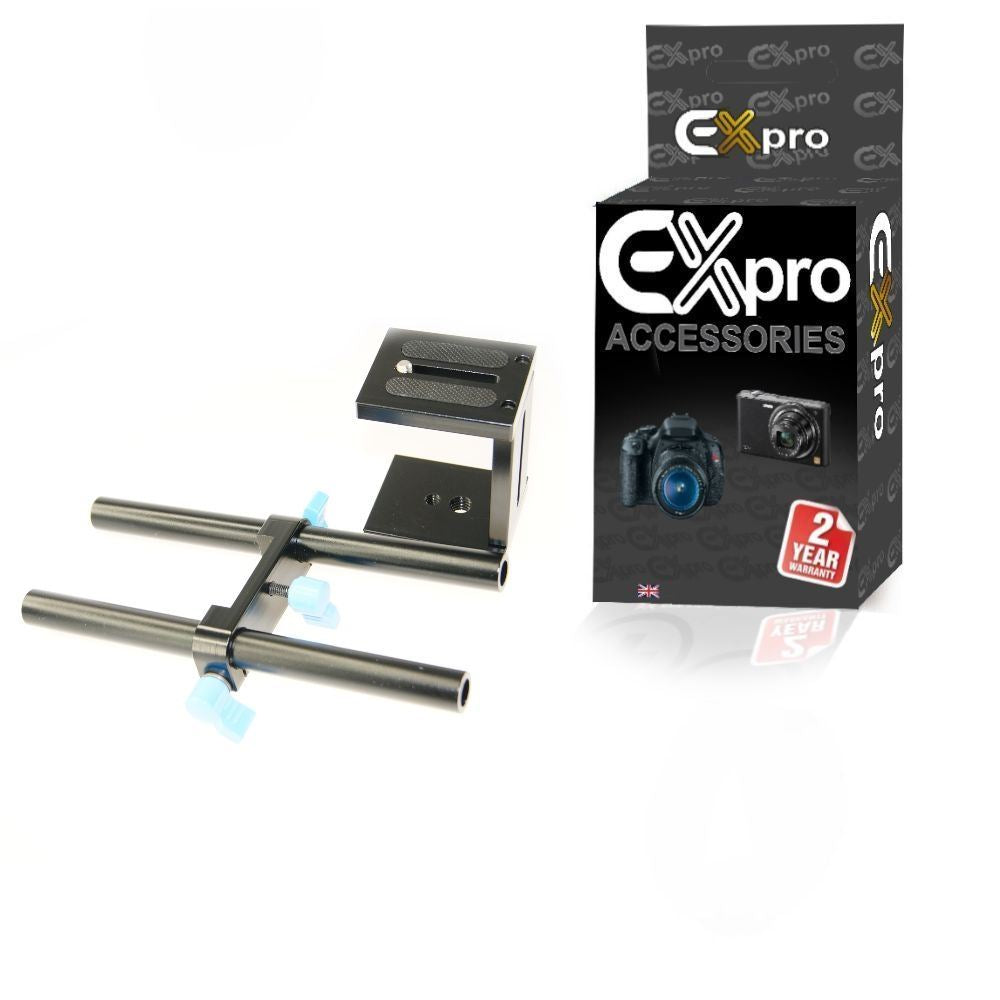 Ex-Pro DSLR Focus 5D2 5D3 Rig Rail System 15mm/280mm Rod Rig support with adjustable mount plate 1/4" & 3/8"