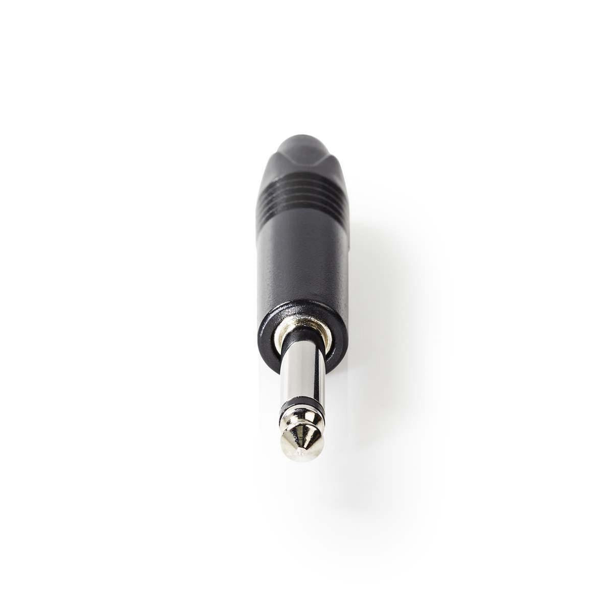 Nedis 6.35 mm 1/4" Jack Connector | Straight | Male | Nickel Plated | Solder | Cable input diameter: 6.0 mm | Aluminium | Black | Polybag | 1 pcs