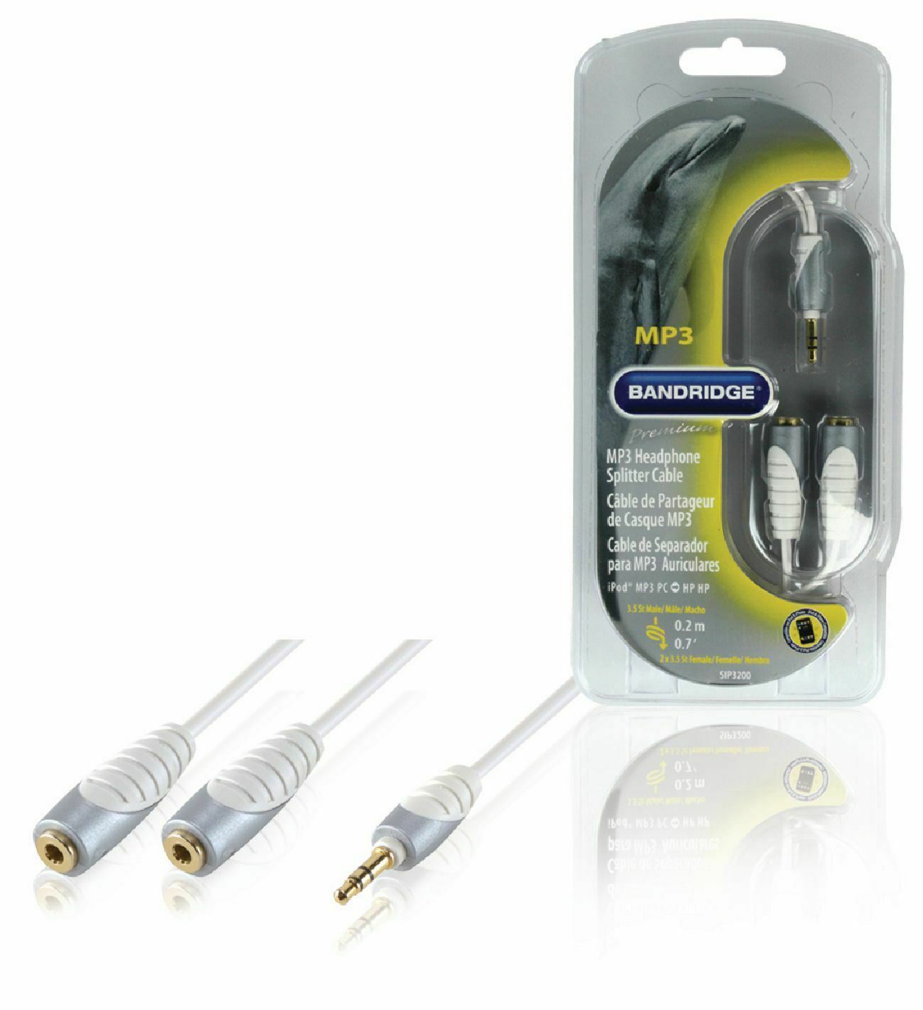 Bandridge 0.2m Stereo Headphone 3.5mm Splitter 2x 3.5mm Female 0.20m 24K Gold OFC