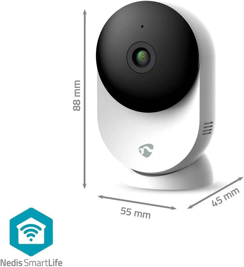 Nedis SmartLife Indoor Camera, Wi-Fi, 3MP Full HD 1296p, Baby & Pet Monitor with Motion & Sound Detection, Night Vision, 110 Degree View, 2-Way Audio, Compatible with Alexa & Google Assistant - White