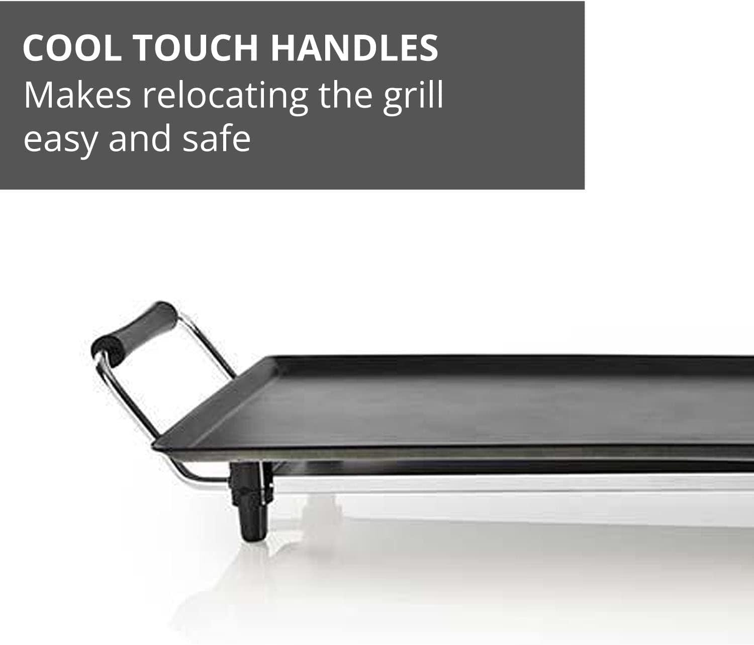 MELISSA Teppanyaki Grill Plate, Large Non-Stick Table Top Griddle with 90cm x 20cm Hot Plate, Adjustable Temperature Control and Drip Tray, 1800W - Black