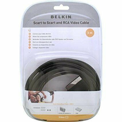 Belkin Premium 3m Scart to Scart Cable with 2 x Phono RCA AUDIO L/R Breakout. Fully Screened. 2 Year Warranty. Extra Value cable.