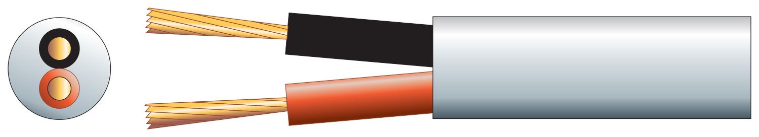 Mercury 100m White 100V Heavy Duty Insulated Line Speaker Cable 2 x 2.01m 8.0mm 25A