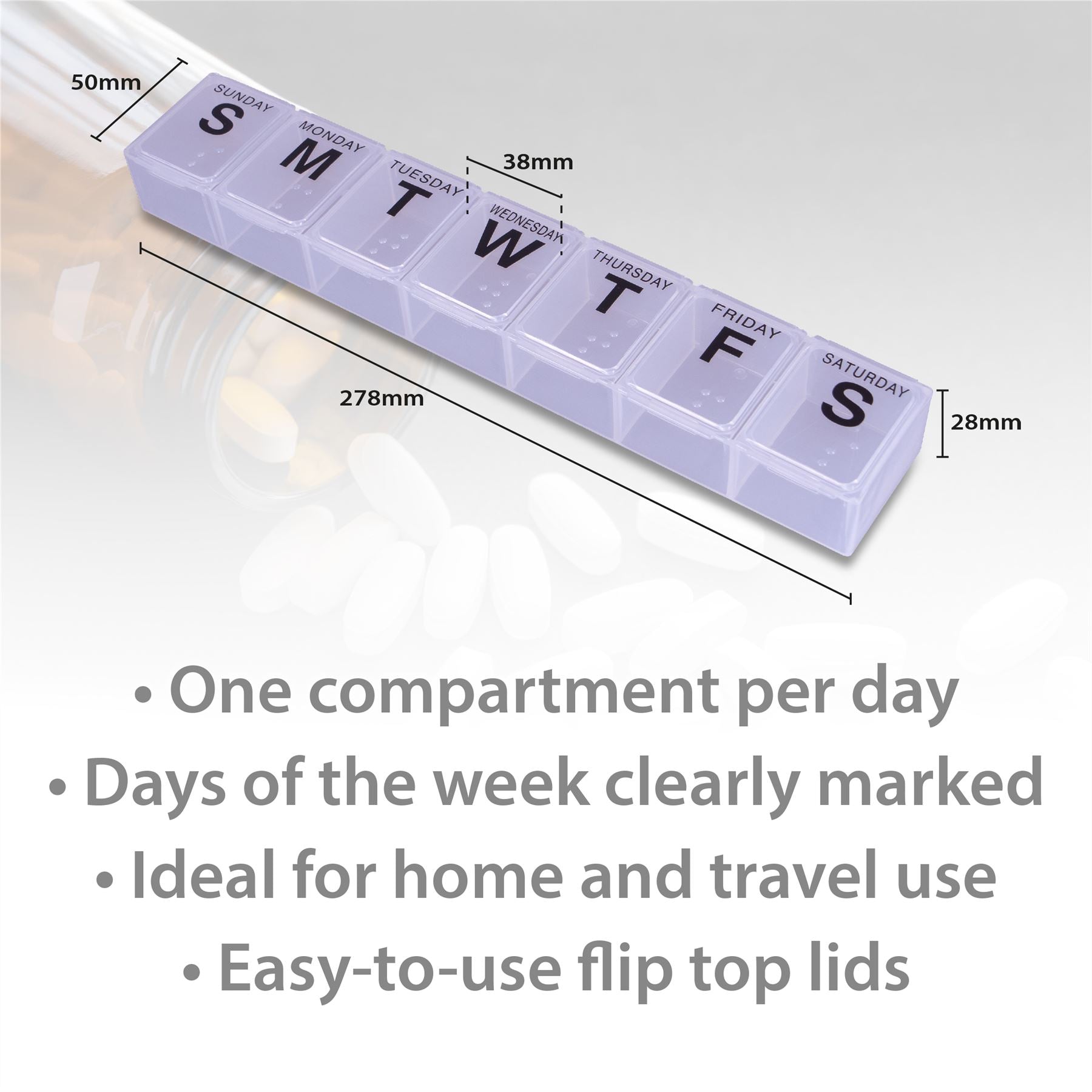 Large 7 Day Weekly Pill Dispenser
