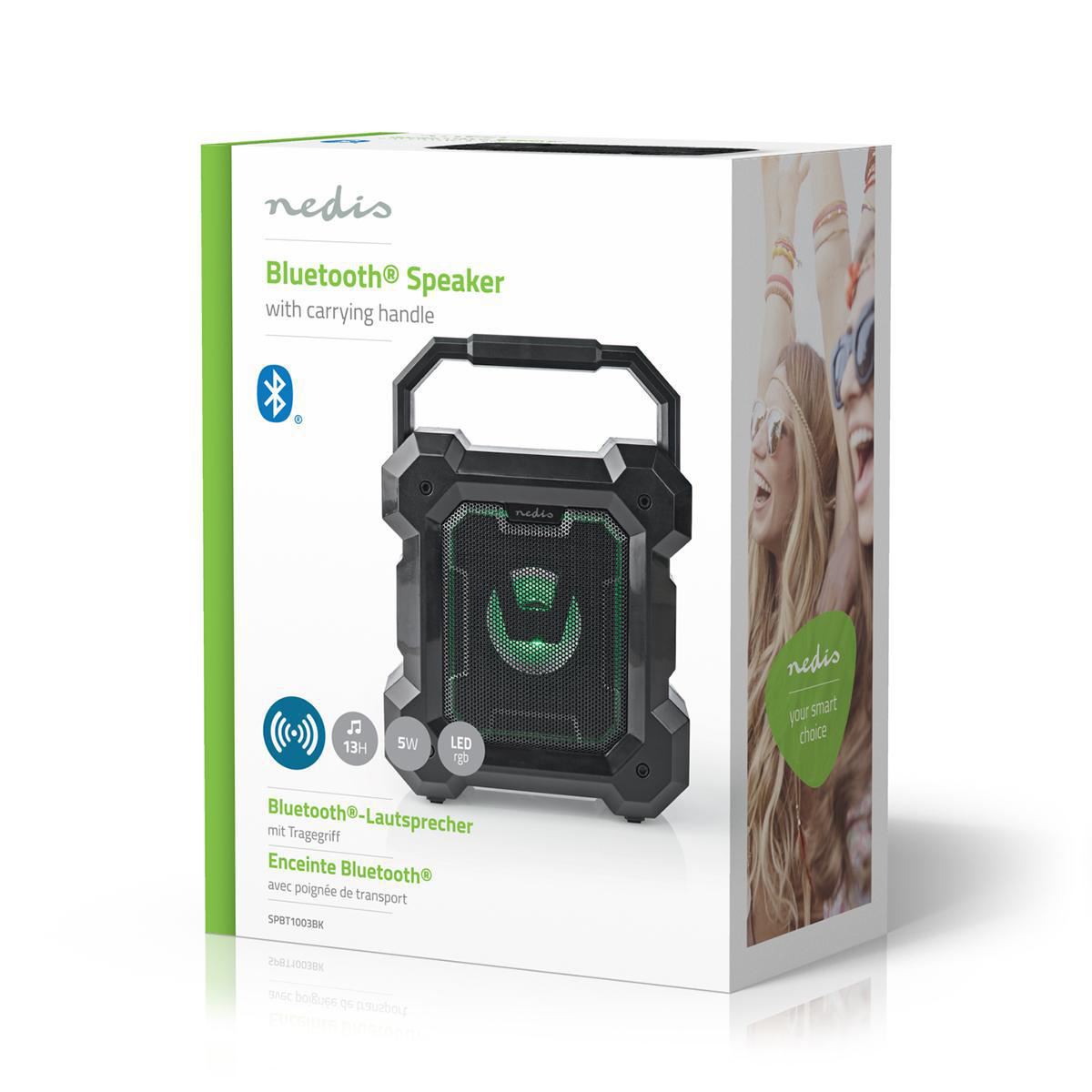 Nedis Bluetooth® Speaker | Maximum battery play time: 13 hrs | Table Design | 5 W | Mono | Built-in microphone | Black