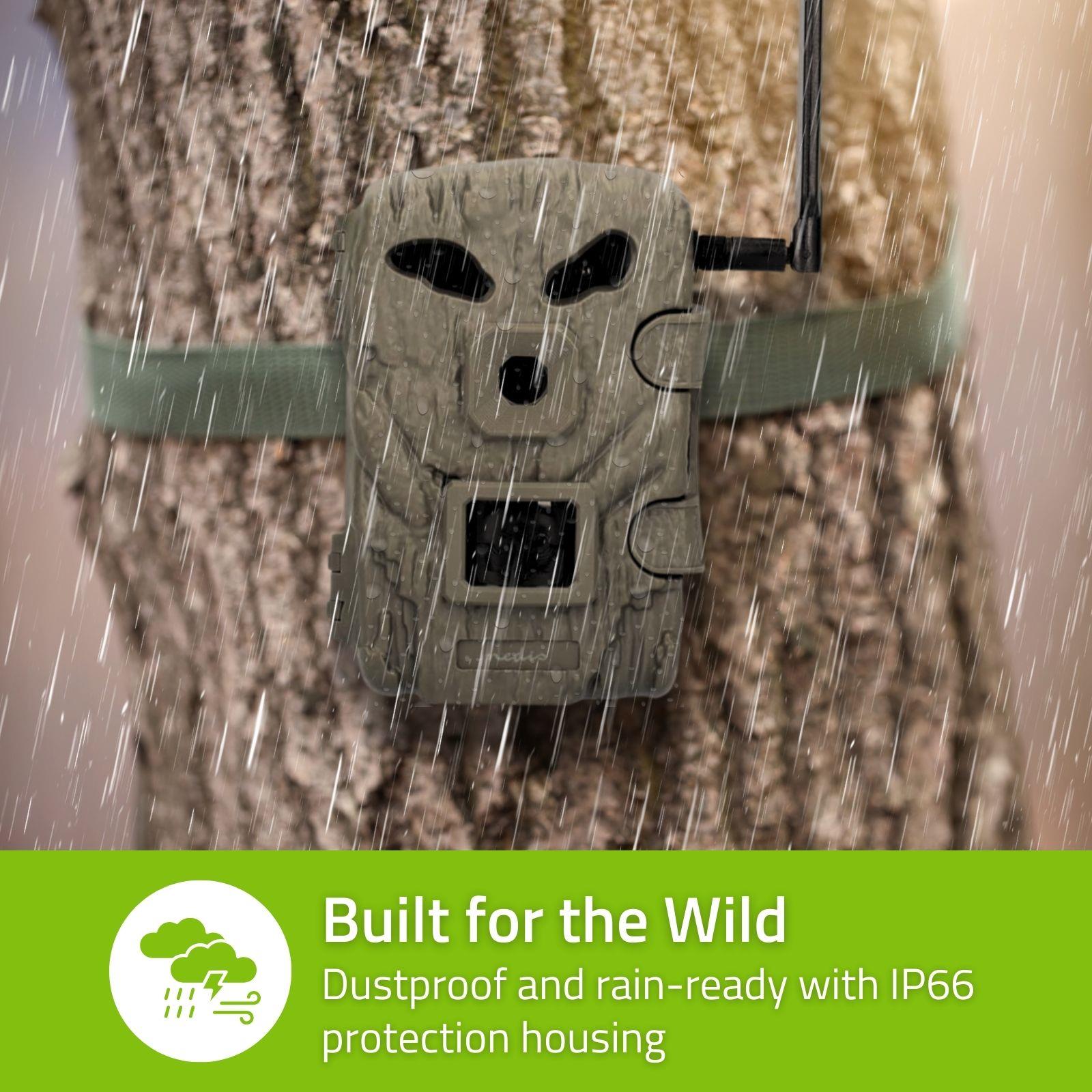 Nedis Wildlife Camera 4G LTE Sim HD Trail Camera 30MP 50 Degree with Time Lapse 20m Black LED Night Vision Motion Activated Hunting Camera IP65 Waterproof 0.3s Trigger Time for Wildlife Monitoring