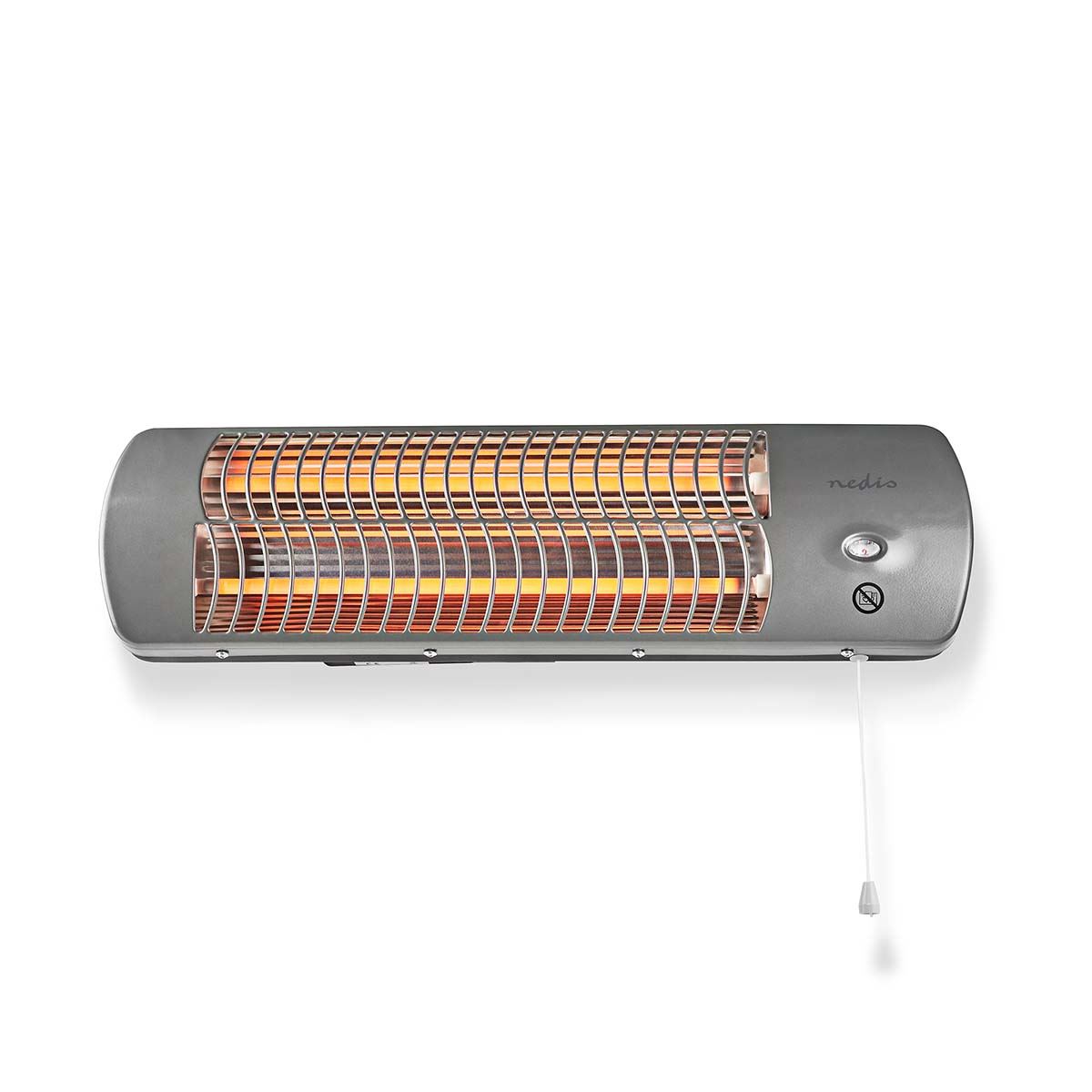 Nedis Bathroom Heater, Electric Wall-Mountable Radiant Heater with 2 Heat Settings (600/1200W), Tiltable Head, IPX4 Rated for Bathrooms - Grey