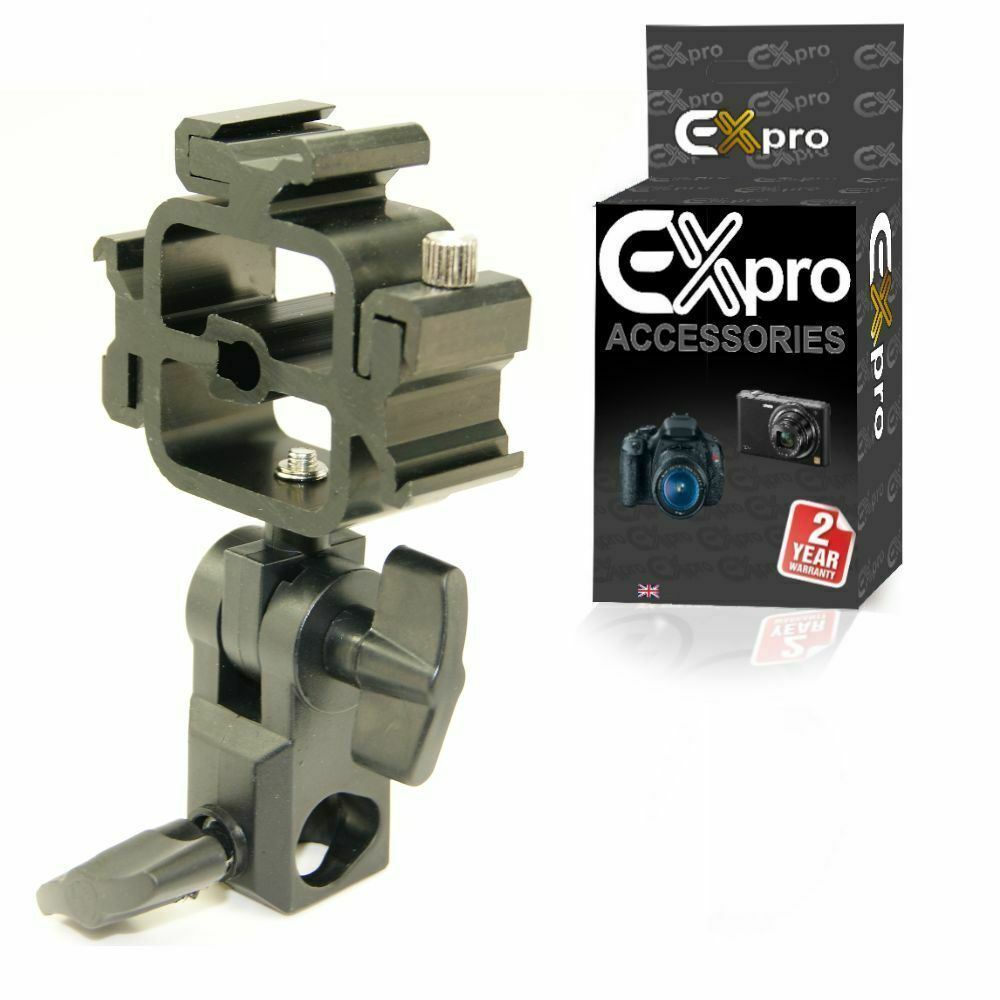 Ex-Pro Metal Triflash 3 Way Bracket with 3 Flash Cold Shoe Mounts [With Light Stand holder]
