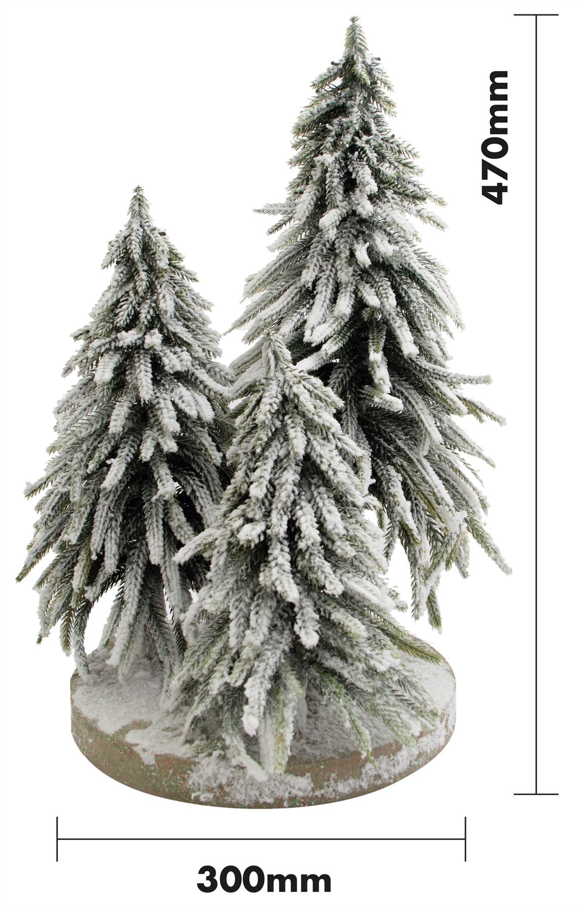 Snow Topped Mini Christmas Tree Display on Wooden Stand Decoration