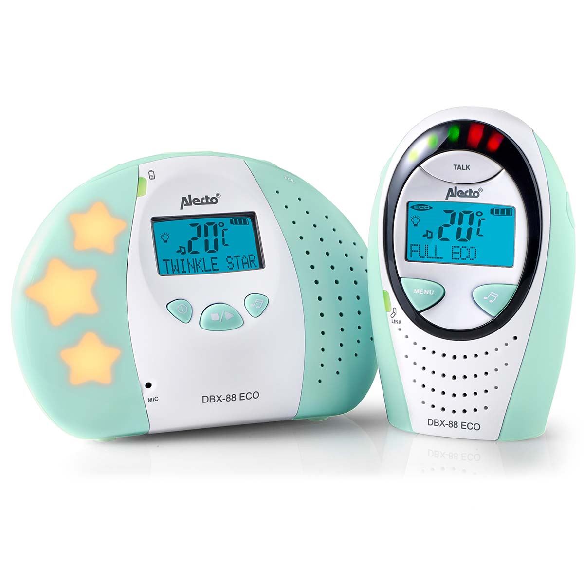 Alecto DBX88 Digital Audio Baby Monitor, Parent Unit with Rechargeable Battery, Long Range, Digital Transmission, Crystal-Clear Sound, lullaBY, Plug & Play, Sound Indicator & Alerts