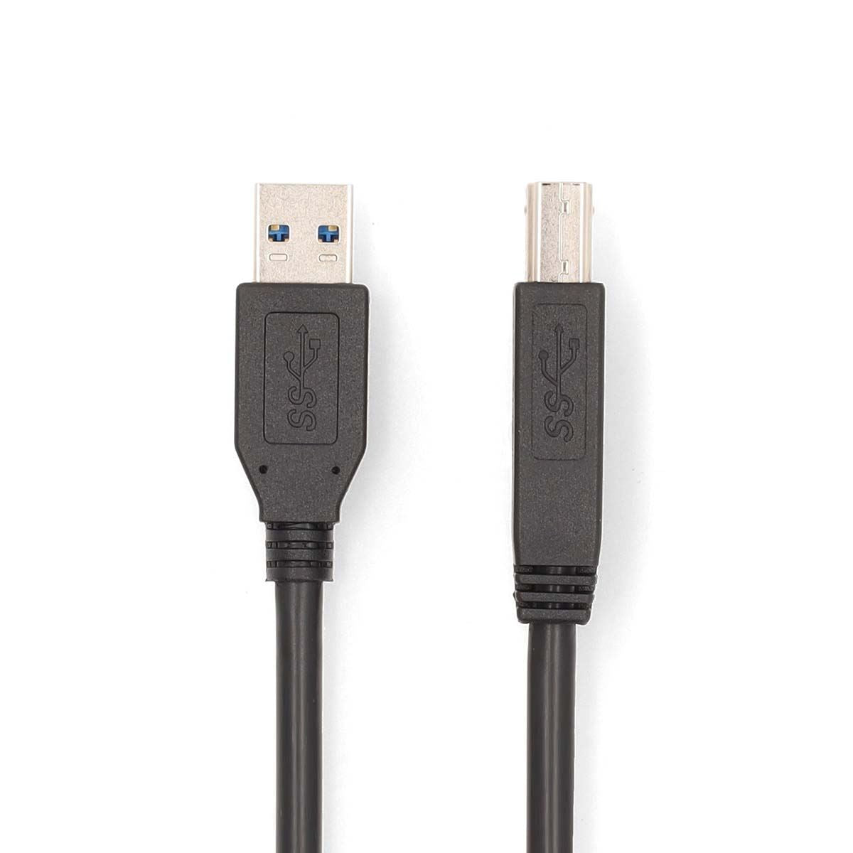 Nedis USB Cable | USB 3.2 Gen 1 | USB-A Male | USB-B Male | 5 Gbps | Nickel Plated | 2.00 m | Round | PVC | Black | Box