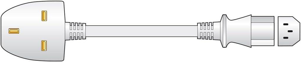 Mercury Power Cable | UK Male | IEC-320-C13| Straight | Nickel Plated | 5.00 m | Round | PVC | White