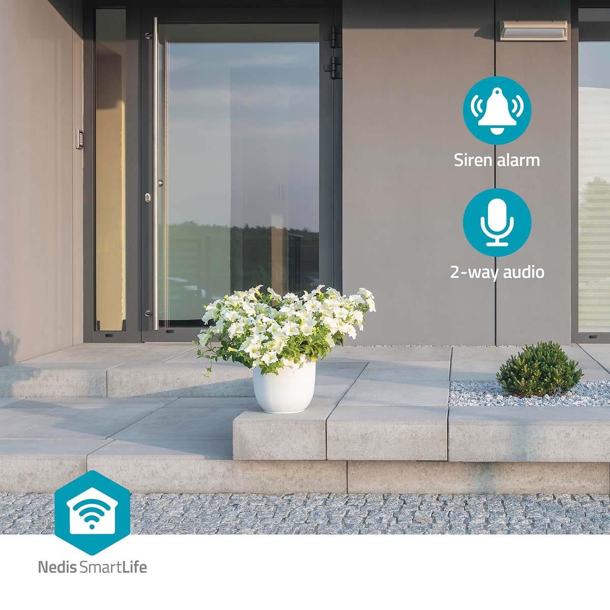 Nedis Smartlife Outdoor Camera with Integrated 1000 Lumen LED Light, Full HD 1080p Resolution, Motion Detection, Two-Way Audio, Night Vision, MicroSD Storage up to 128GB, Wi-Fi