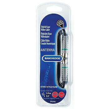 Bandridge 2m Digital TV Ariel Cable Lead Connector Male to Female - Grey