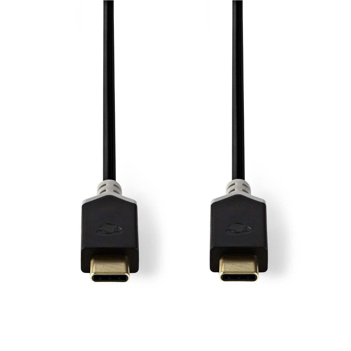 Nedis USB Cable | USB 3.2 Gen 1 | USB-C™ Male | USB-C™ Male | 60 W | 4K@60Hz | 5 Gbps | Gold Plated | 2.00 m | Round | PVC | Black | Box
