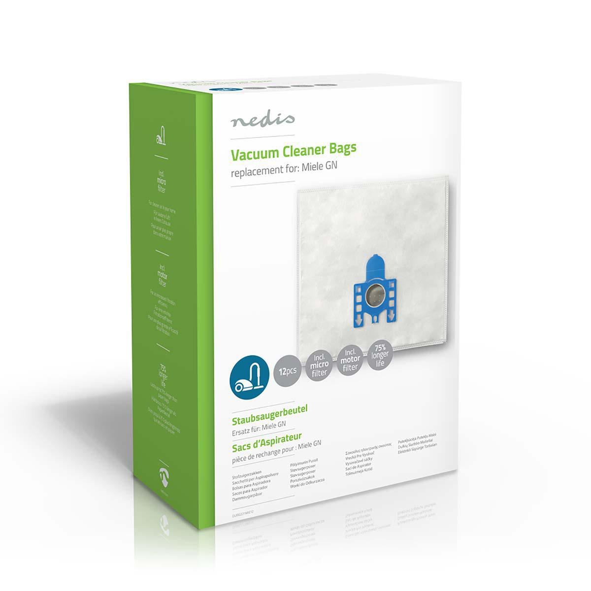 Nedis Vacuum Cleaner Bag | 12 pcs | Synthetic | Most sold for: Miele | White