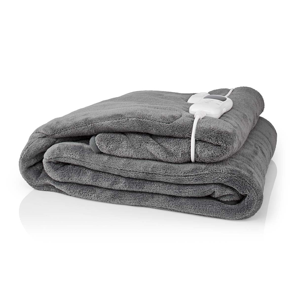 Nedis Heated Blanket, Over-blanket 200 x 180cm, 1 Person, Grey, 9 Levels, Timer Auto-Off, Machine Washable, Fleece Soft and Full Body Warming, Sofa Bed Office Use, Warm blanket, Electric throw