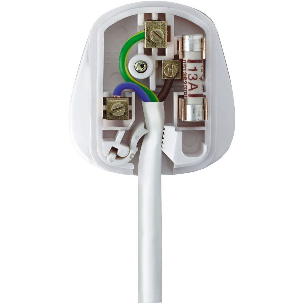 Rewireable Quick Fit 3 Pin UK Mains Plug Fitted with 13A Amp Fuse White