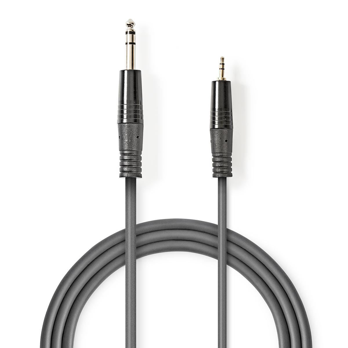 Nedis Stereo Audio Cable | 6.35 mm Male | 3.5 mm Male | Nickel Plated | 1.50 m | Round | Dark Grey | Carton Sleeve