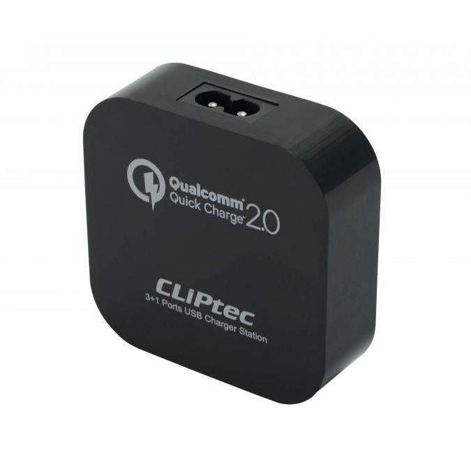 CLiPtec QC Quick Charge 2.0 30W 4 Ports USB Desktop Charging Station (Quick Charge 12V/1.5A 9V/2A 5V/2A) - Black