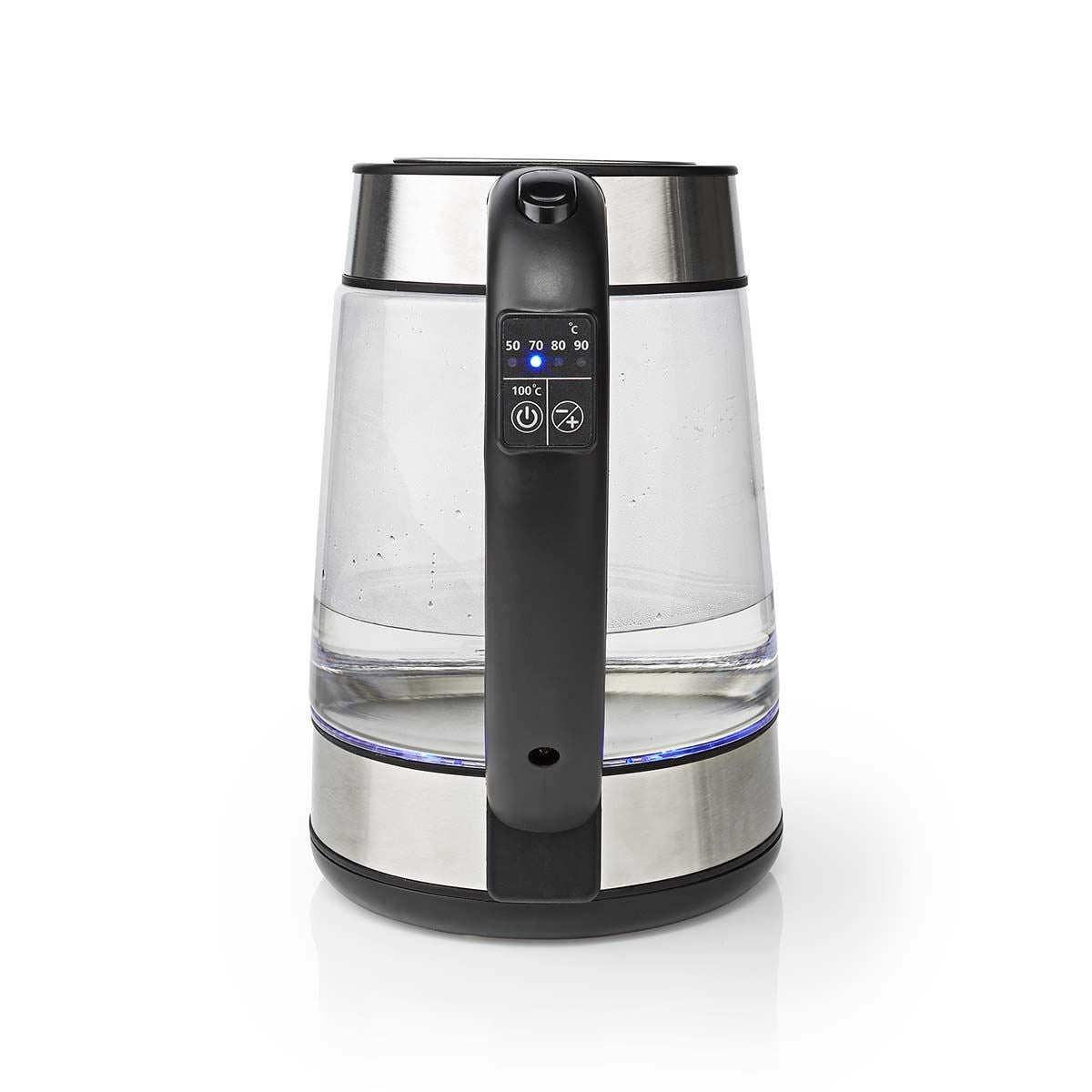 Nedis Electric Glass Kettle, Large 1.7L Capacity, with Striking Blue Illuminated LED Light, Boil-Dry Protection, and Removable Filter for Fresher Water - 2200W
