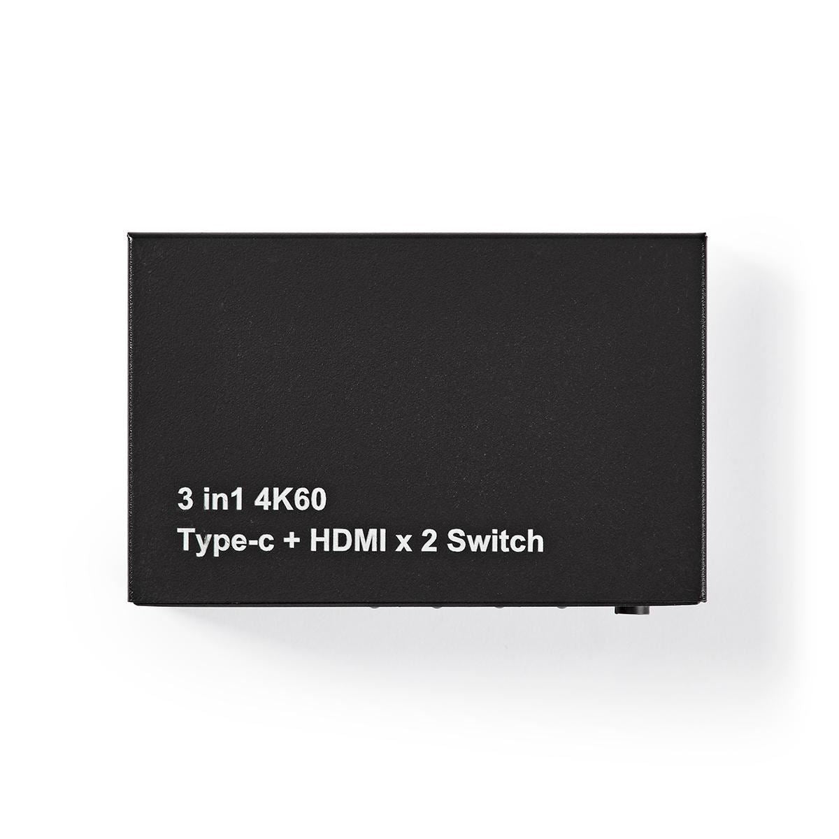 Nedis HDMI™ Switch | 3 port(s) | 1x USB-C™ / 2x HDMI™ Input | 1x HDMI™ Output | 4K@60Hz | 18.0 Gbps | Metal | Anthracite