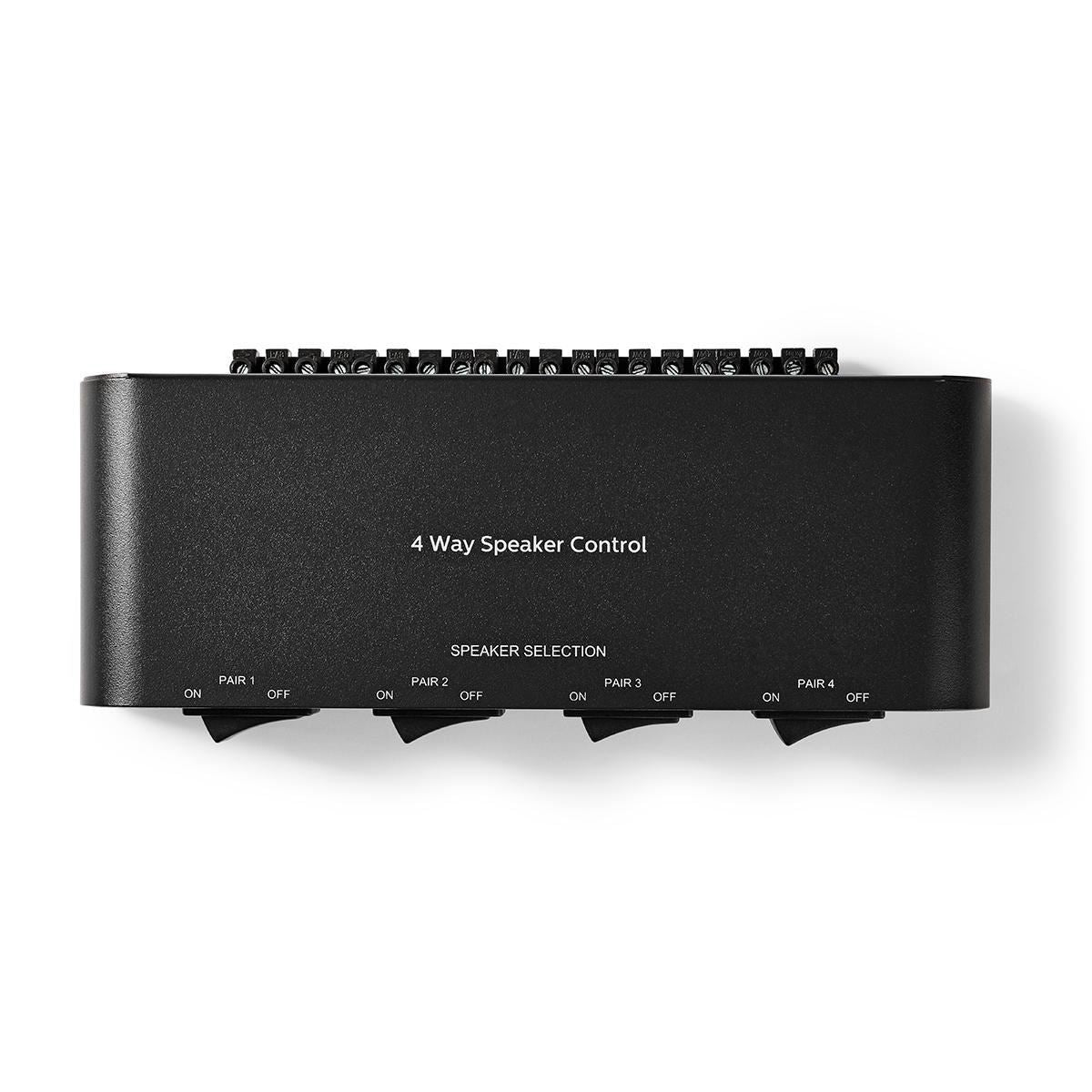 Nedis Speaker Control Switchbox | 4 port(s) | Terminal Screws | Speaker impedance: 4-16 Ohm | Maximum load per channel: 200 W | Aluminium | Black
