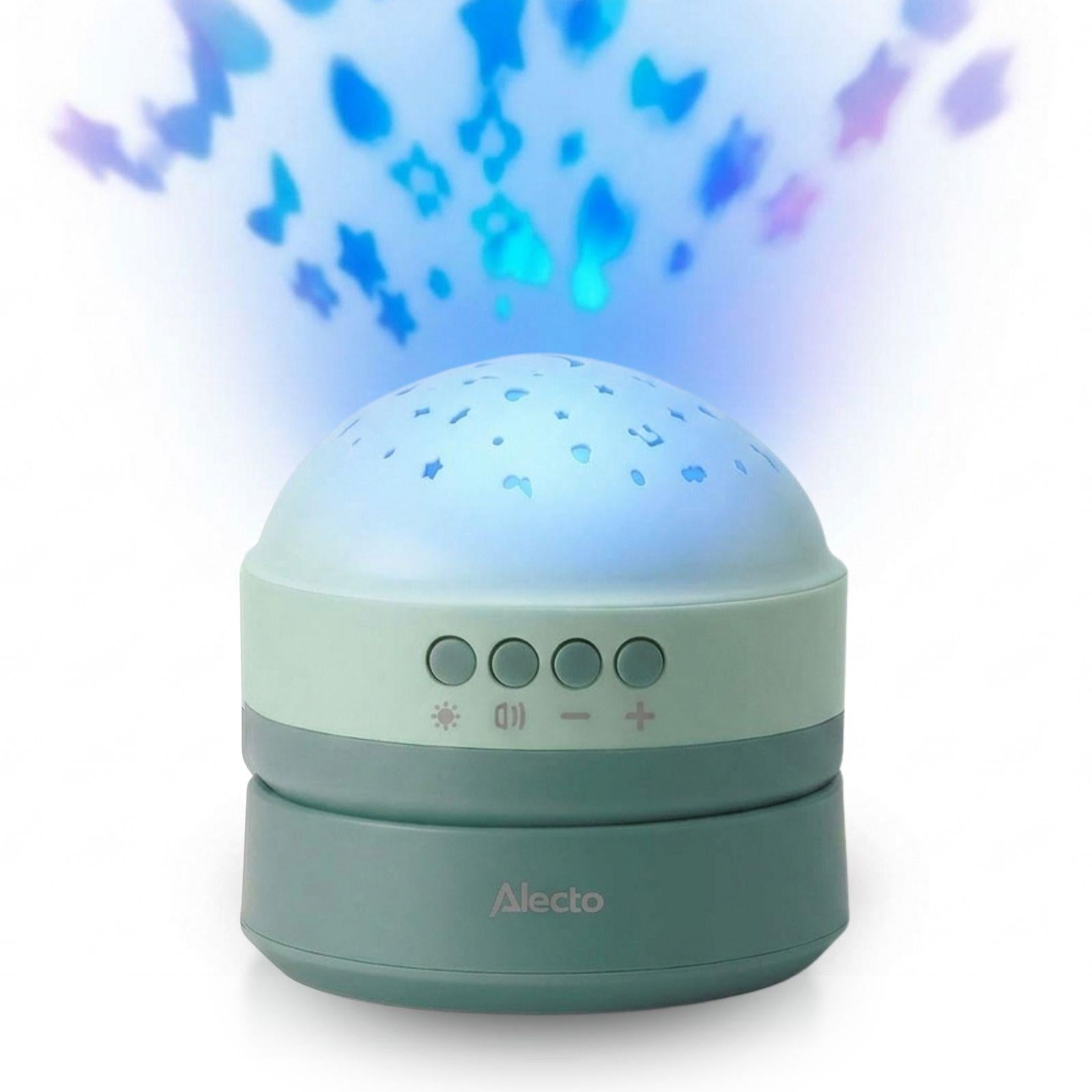 Alecto White Noise Machine, Children and Baby Sleep Aid, Natural Noise & Lullabies Sound Options - Projector Light with 2 Colour Options, Rechargeable